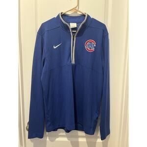 Nike Chicago Cubs Mens L Blue 1/4 Zip Dri-Fit Pullover Baseball MLB LS Shirt
